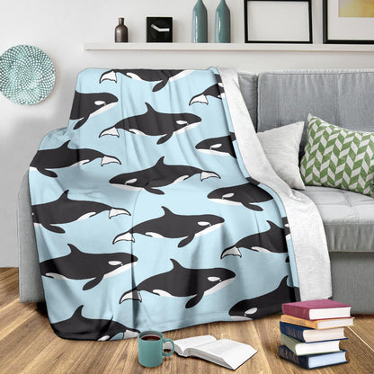 Killer Whale Pattern Print Design 01 Premium Blanket