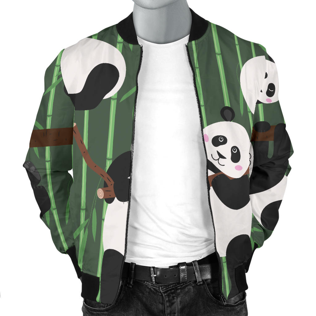Panda Pattern Print Design A04 Men Bomber Jacket