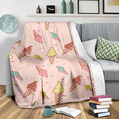 Ice Cream Pattern Print Design 02 Premium Blanket