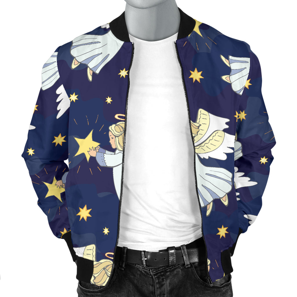 Angel Pattern Print Design 06 Men Bomber Jacket