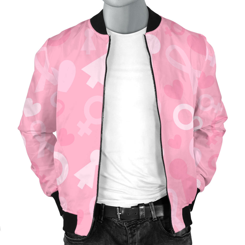 Breast cancer Pattern Print Design 01 Men Bomber Jacket