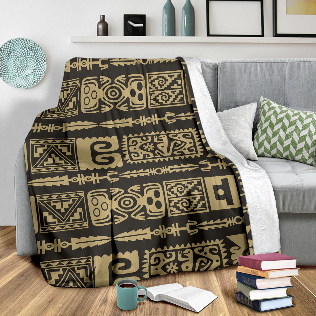 Mayan Pattern Print Design 03 Premium Blanket