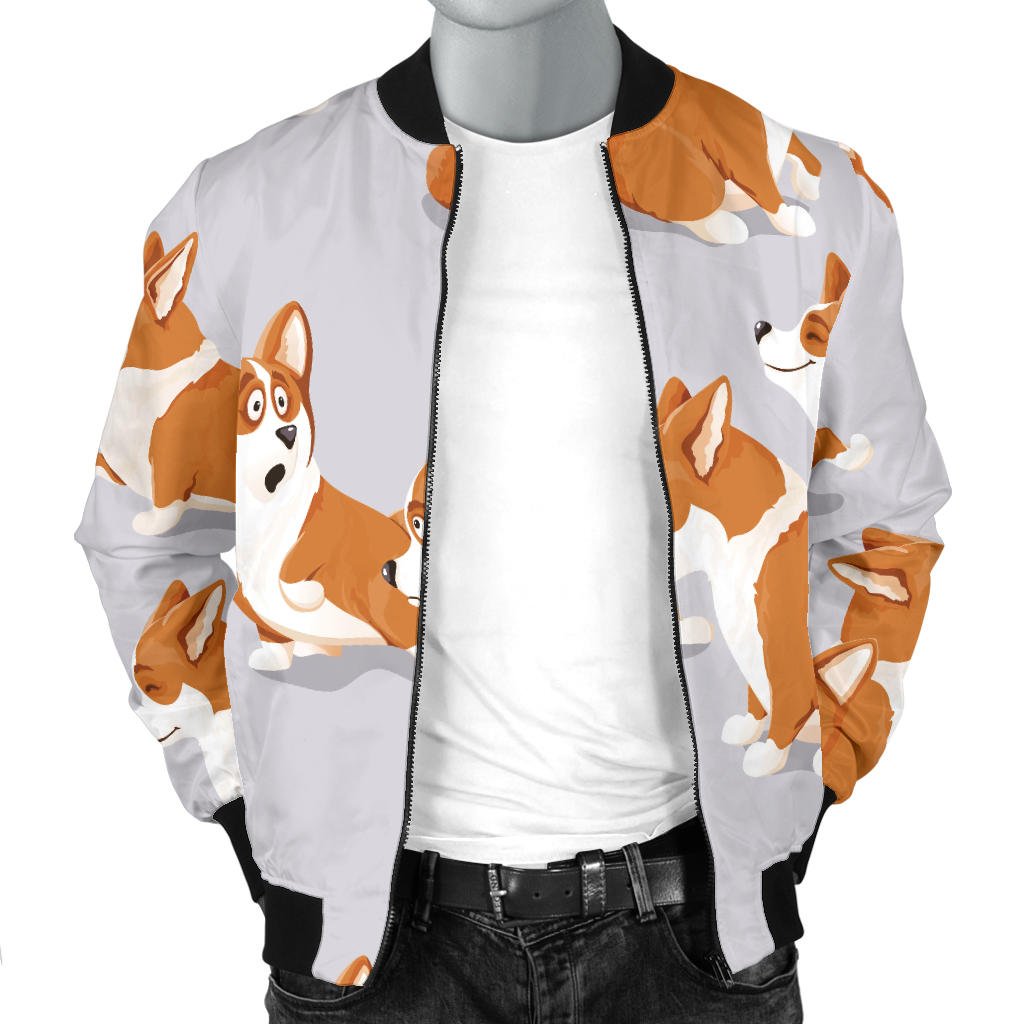 Pembroke Welsh Corgis Pattern Print Design A04 Men Bomber Jacket