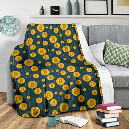 Bitcoin Pattern Print Design 01 Premium Blanket