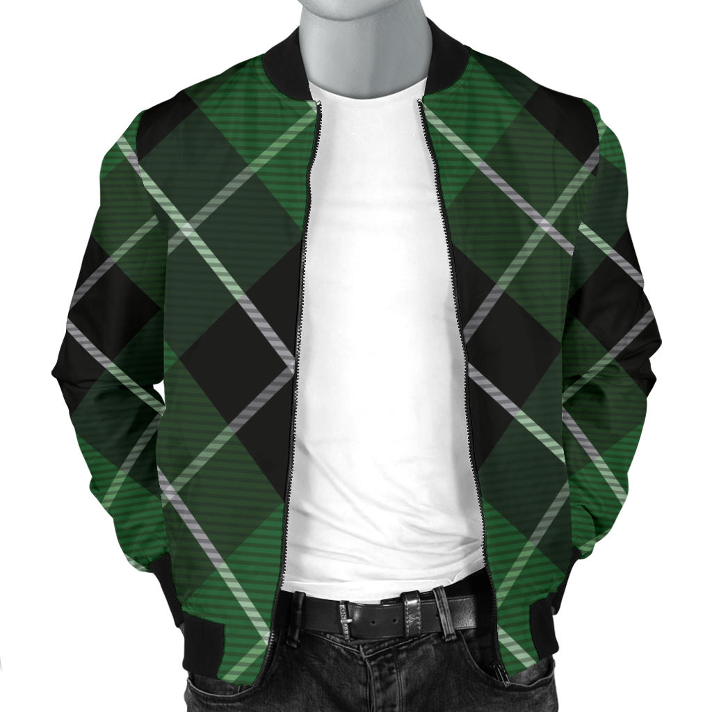 Plaid Green Pattern Print Design A05 Men Bomber Jacket