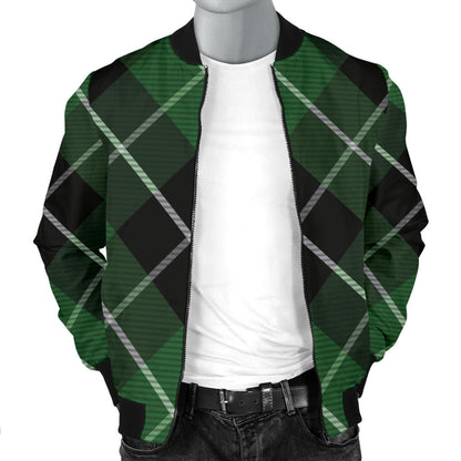 Plaid Green Pattern Print Design A05 Men Bomber Jacket