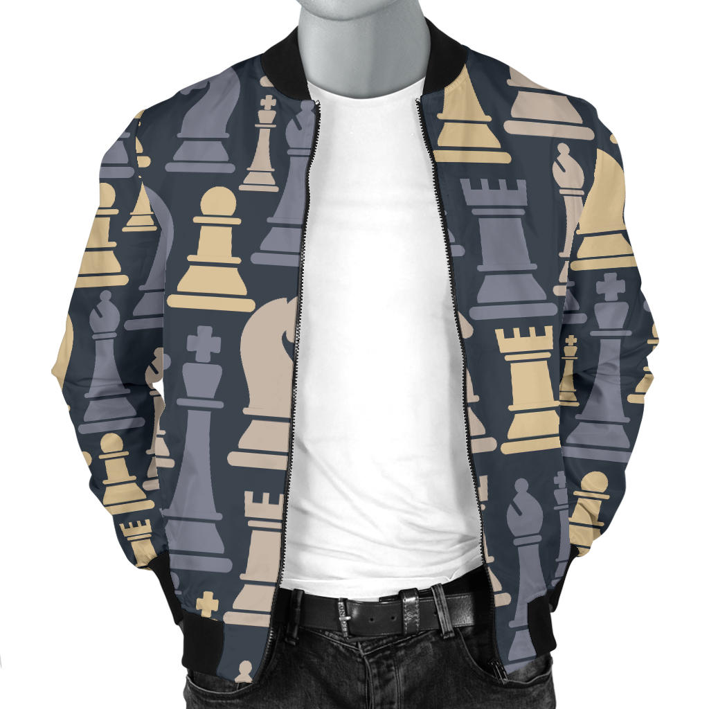 Chess Pattern Print Design 04 Men Bomber Jacket