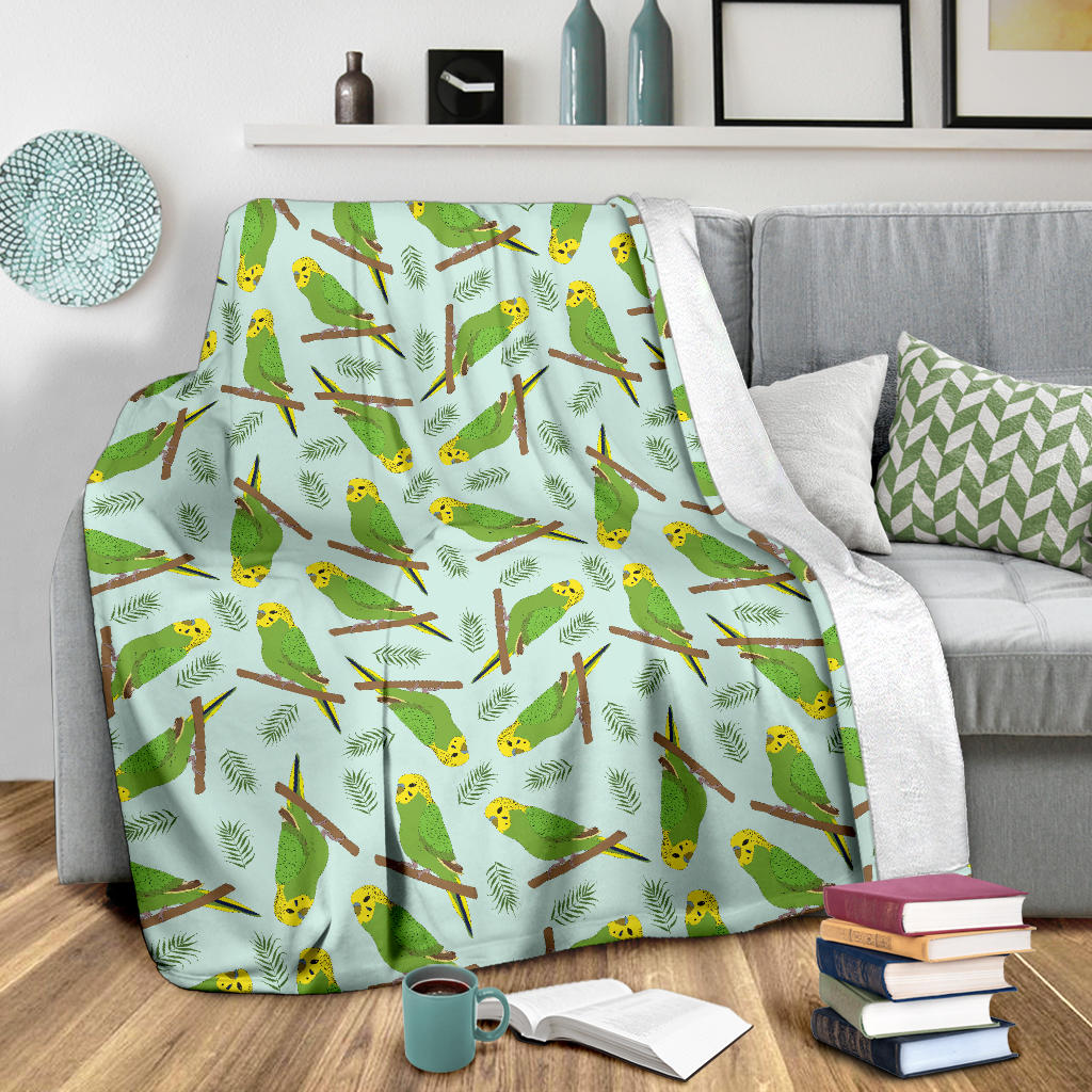 Budgerigar Pattern Print Design 04 Premium Blanket