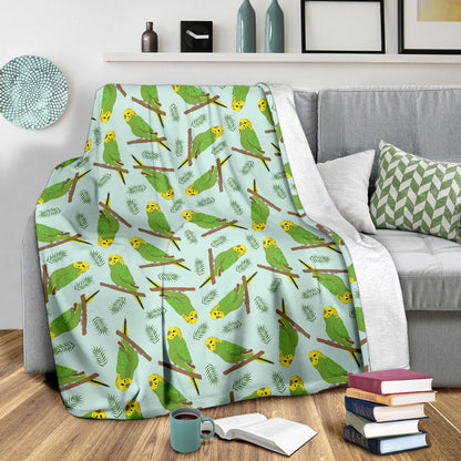 Budgerigar Pattern Print Design 04 Premium Blanket