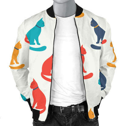 Cat Pattern Print Design 03 Men Bomber Jacket