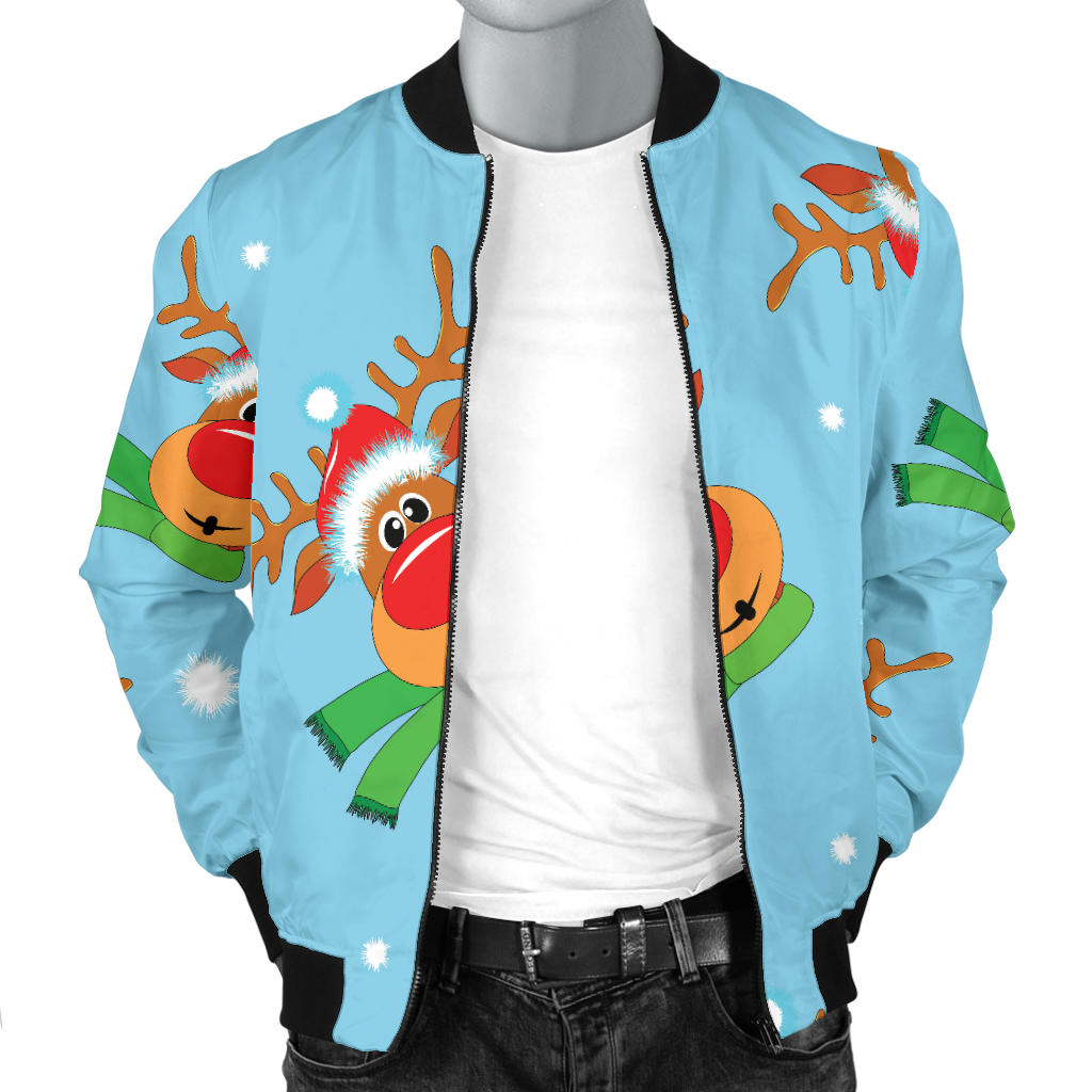 Reindeer cute Pattern Print Design 02 Men Bomber Jacket