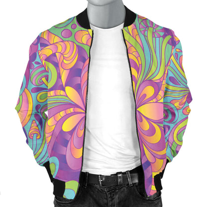 Psychedelic Mushroom Pattern Print Design A05 Men Bomber Jacket