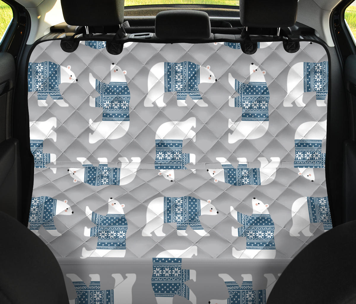 Polar Bear Pattern Print Design A03 Rear Dog Car Seat Cover Hammock