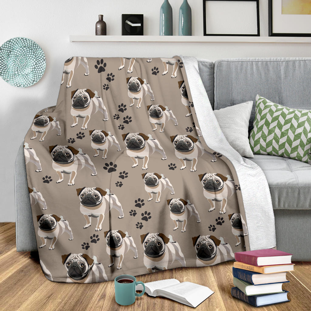 Pug Pattern Print Design A04 Premium Blanket