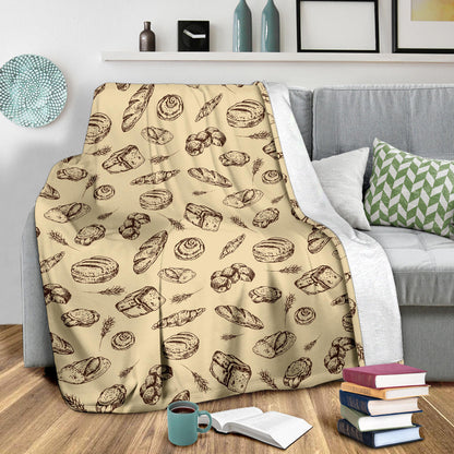 Bread Pattern Print Design 04 Premium Blanket