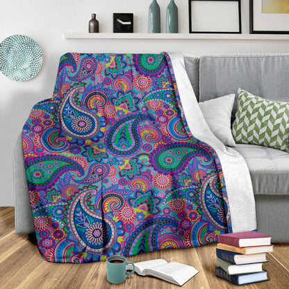 Paisley Colorful Pattern Print Design A02 Premium Blanket