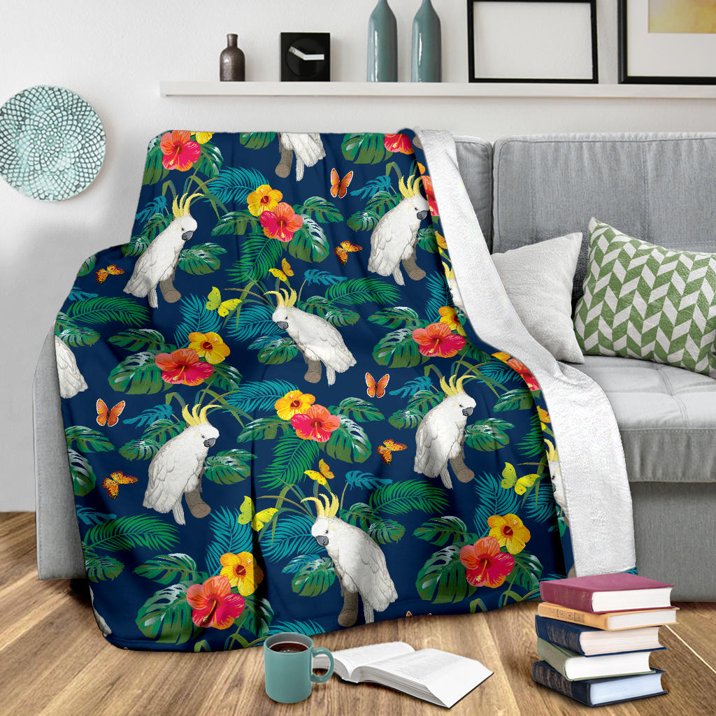 Cockatoo Tropical Pattern Print Design 02 Premium Blanket