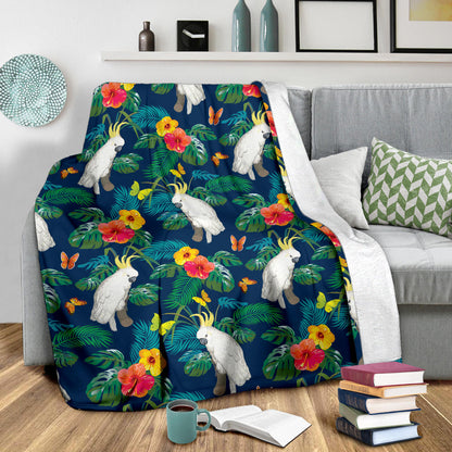 Cockatoo Tropical Pattern Print Design 02 Premium Blanket