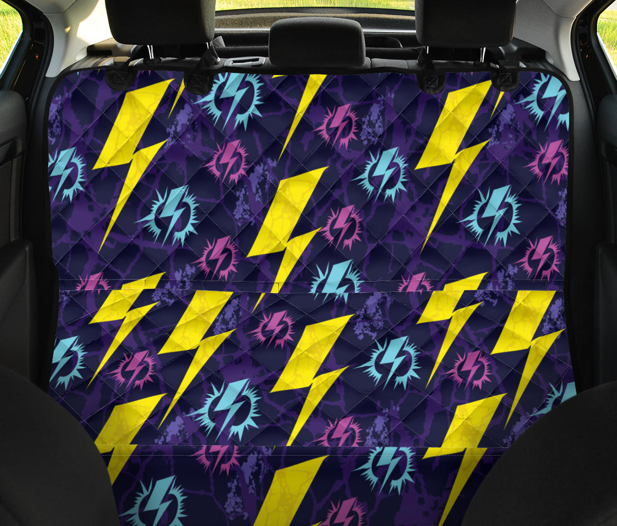 Lightning Thunder Pattern Print Design 01 Rear Dog Car Seat Cover Hammock
