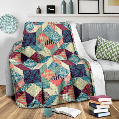 Patchwork Pattern Print Design 02 Premium Blanket