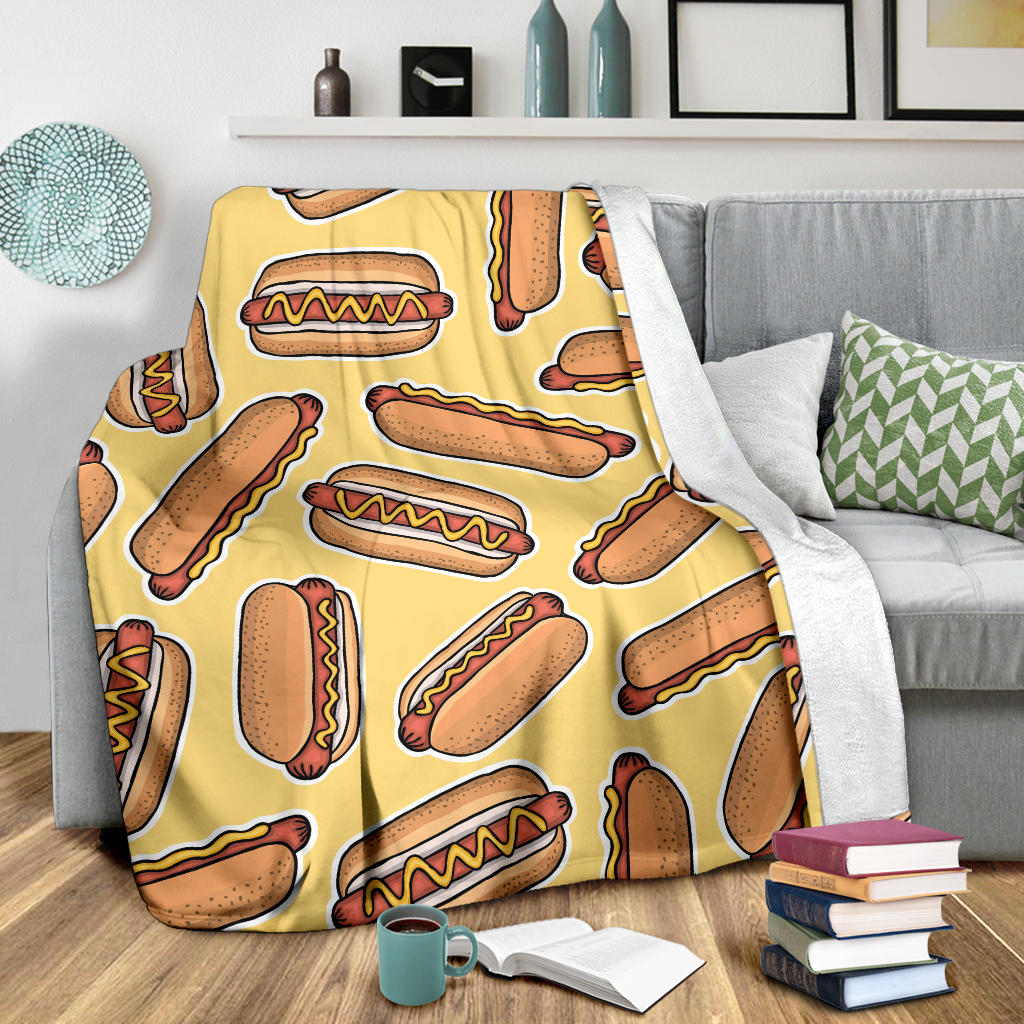 Hot Dog Pattern Print Design 01 Premium Blanket