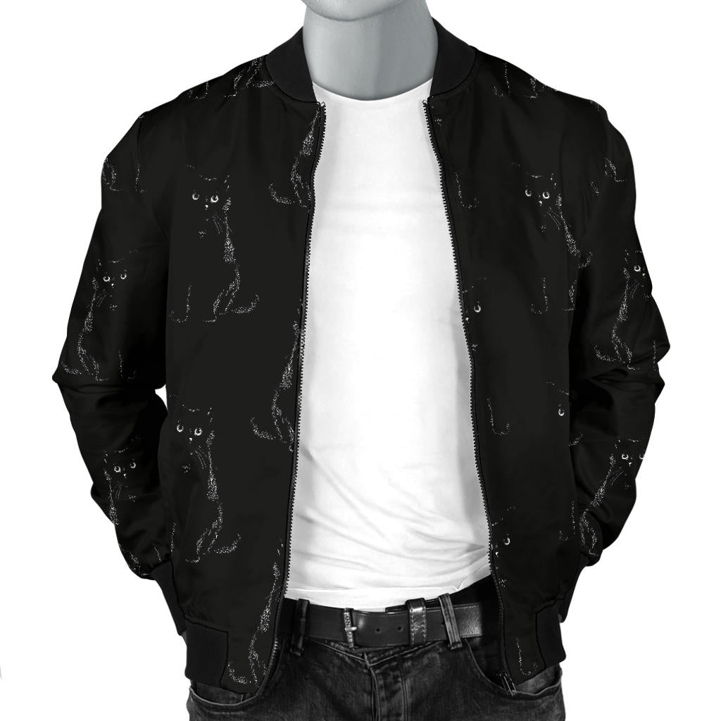 Black Cat Pattern Print Design 03 Men Bomber Jacket