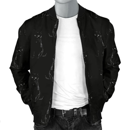 Black Cat Pattern Print Design 03 Men Bomber Jacket