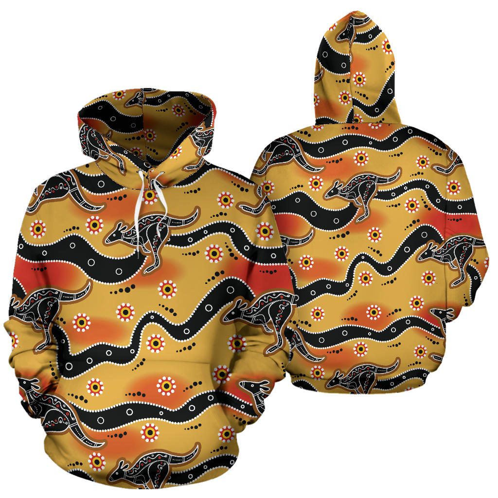 Kangaroos Aboriginal Pattern Print Design 06 Pullover Hoodie