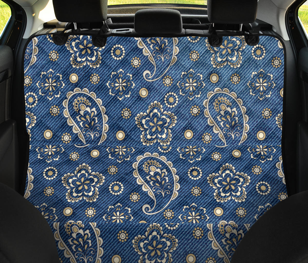 Jean Paisley Pattern Print Design 01 Rear Dog Car Seat Cover Hammock