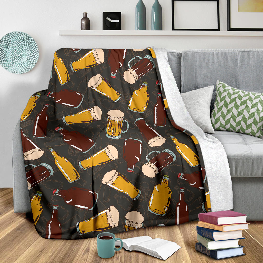 Beer Pattern Print Design 03 Premium Blanket