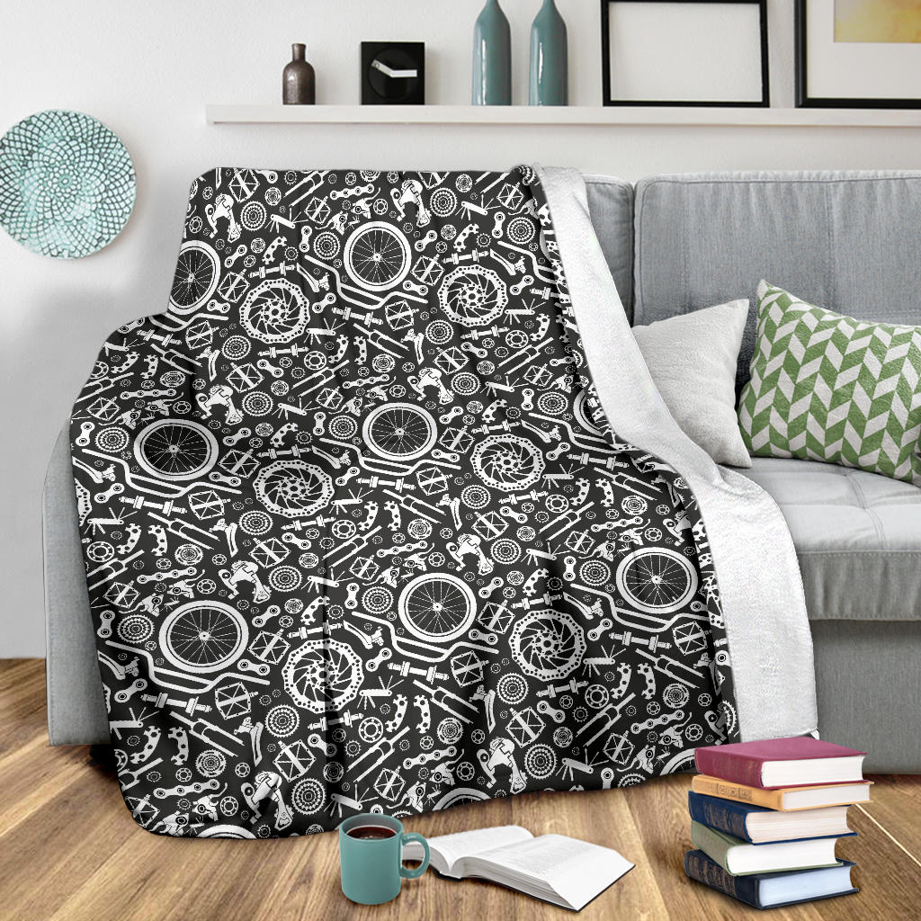 Bicycle Tools Pattern Print Design 02 Premium Blanket