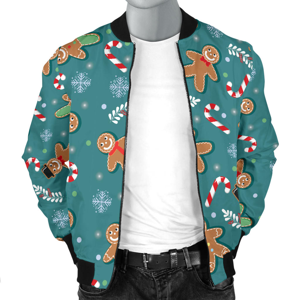 Gingerbread Pattern Print Design 05 Men Bomber Jacket