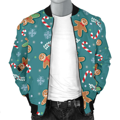 Gingerbread Pattern Print Design 05 Men Bomber Jacket