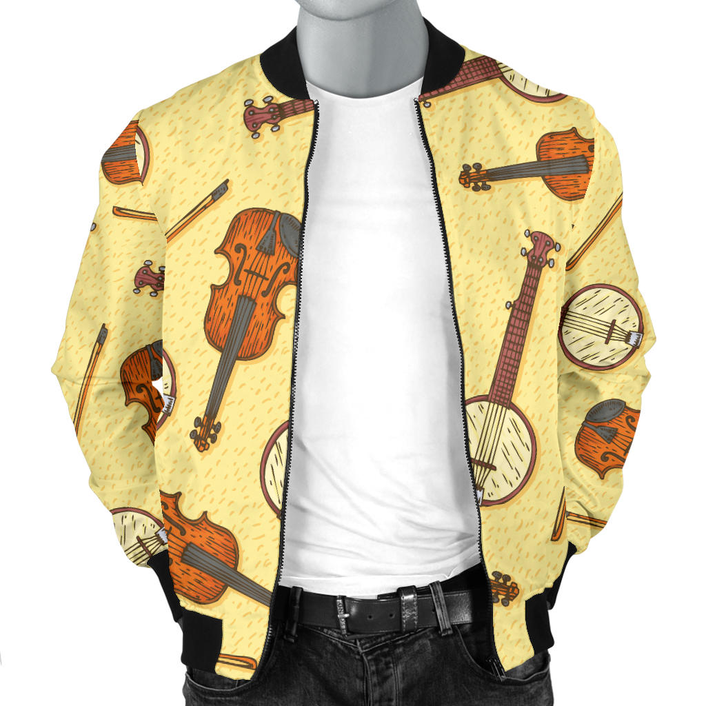 Banjo Violin Pattern Print Design 01 Men Bomber Jacket