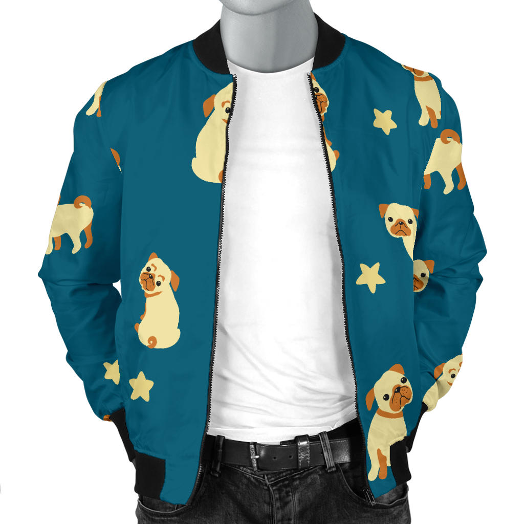 Pug Pattern Print Design A06 Men Bomber Jacket