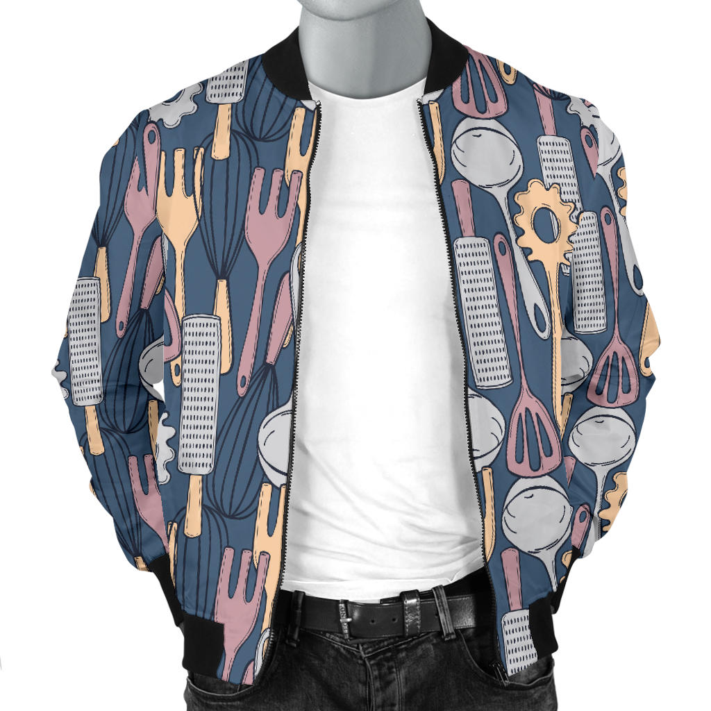 Cooking Kitchen Tools Pattern Print Design 05 Men Bomber Jacket