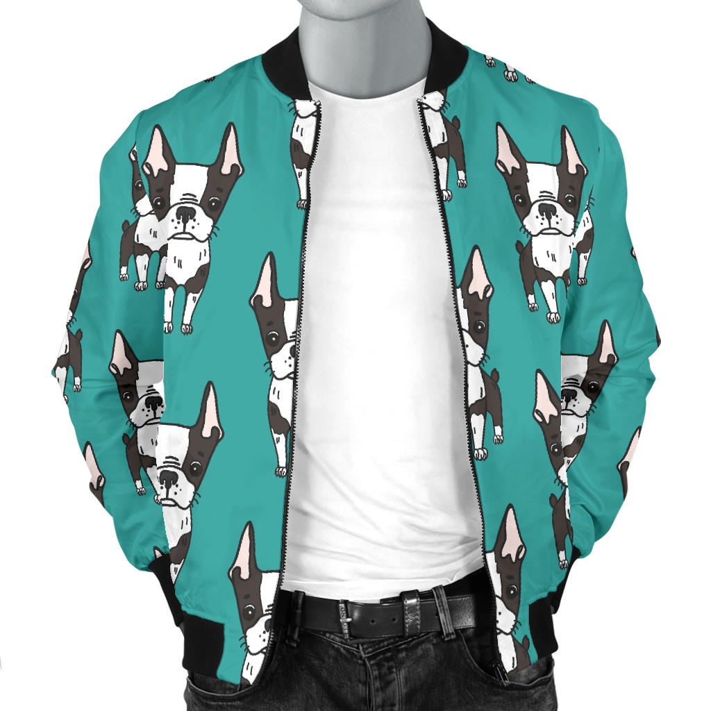 Boston Terrier Pattern Print Design 04 Men Bomber Jacket