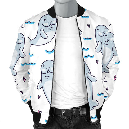 Manatee Baby Pattern Print Design 03 Men Bomber Jacket