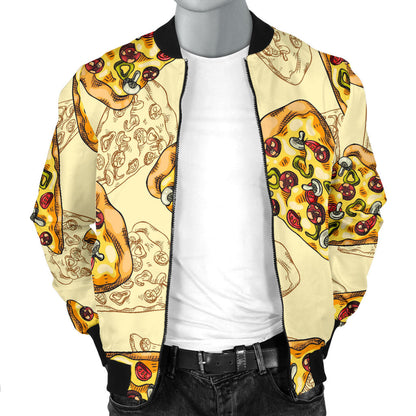 Pizza Pattern Print Design A01 Men Bomber Jacket