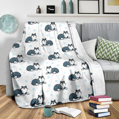 Alaskan Malamute Pattern Print Design 03 Premium Blanket