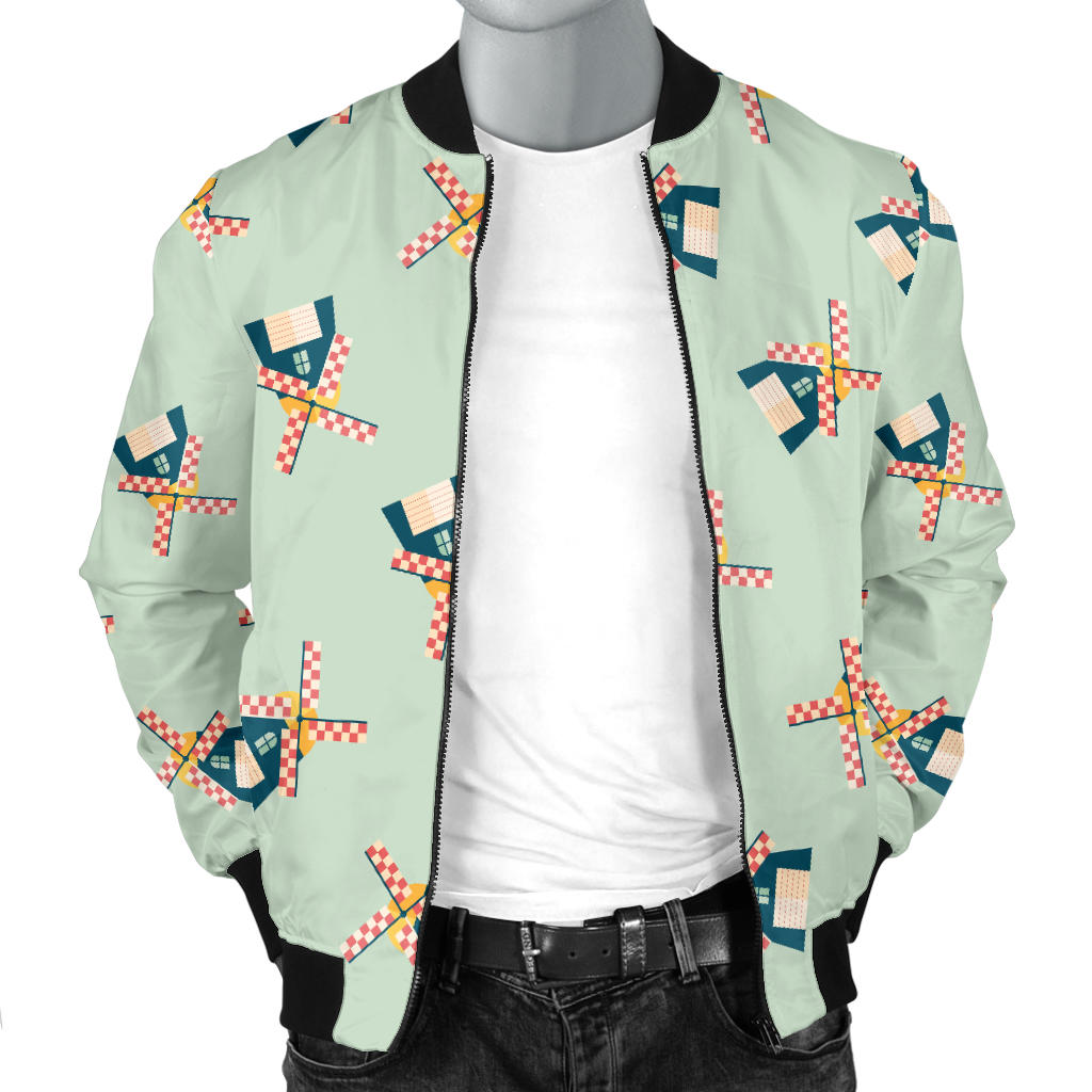 Windmill Pattern Print Design 02 Men Bomber Jacket