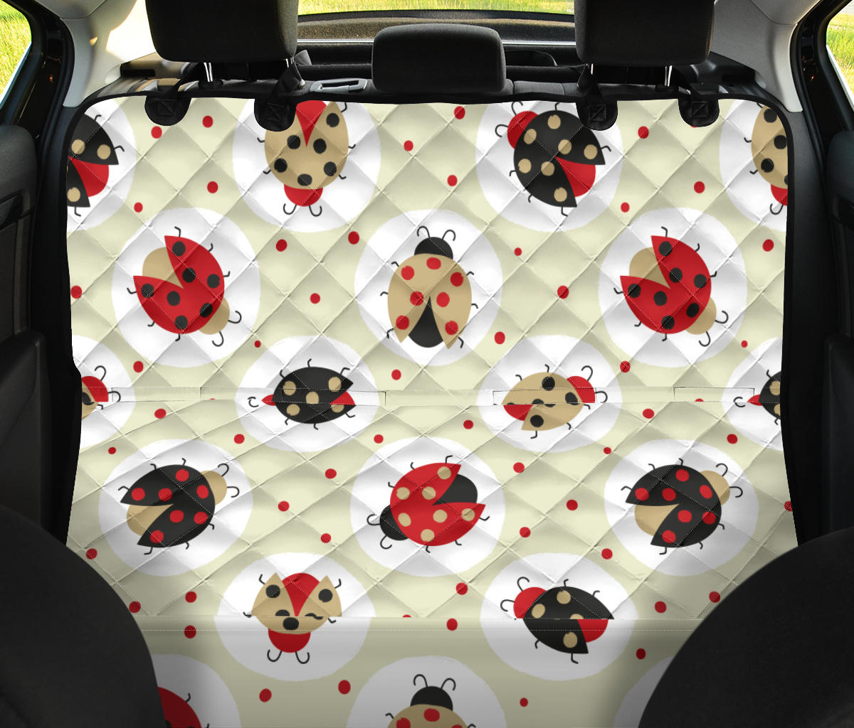 Ladybug Pattern Print Design 03 Rear Dog Car Seat Cover Hammock