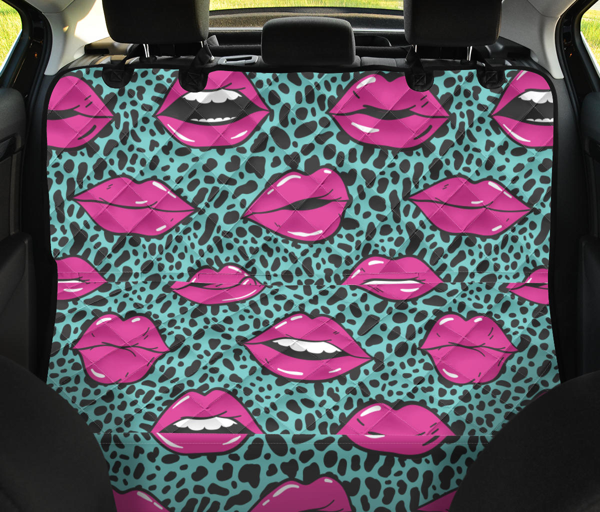Lip Pattern Print Design 04 Rear Dog Car Seat Cover Hammock