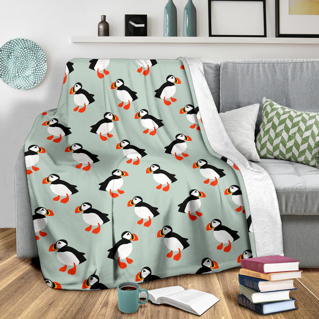 Puffin Pattern Print Design A03 Premium Blanket