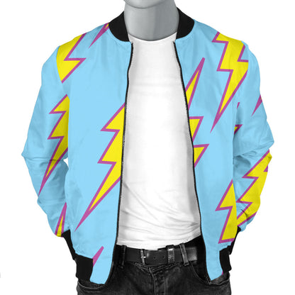 Lightning Thunder Pattern Print Design 02 Men Bomber Jacket