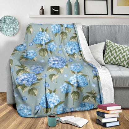 Hydrangea Pattern Print Design 01 Premium Blanket