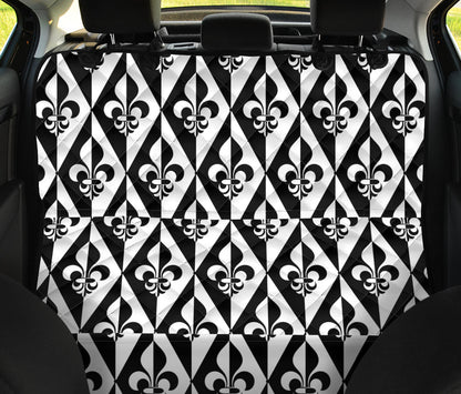 Fleur De Lis Black White Pattern Print Design 02 Rear Dog Car Seat Cover Hammock