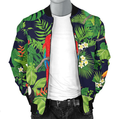 Rainforest Parrot Pattern Print Design A03 Men Bomber Jacket