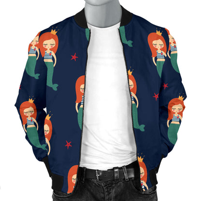 Mermaid Girl Pattern Print Design 01 Men Bomber Jacket