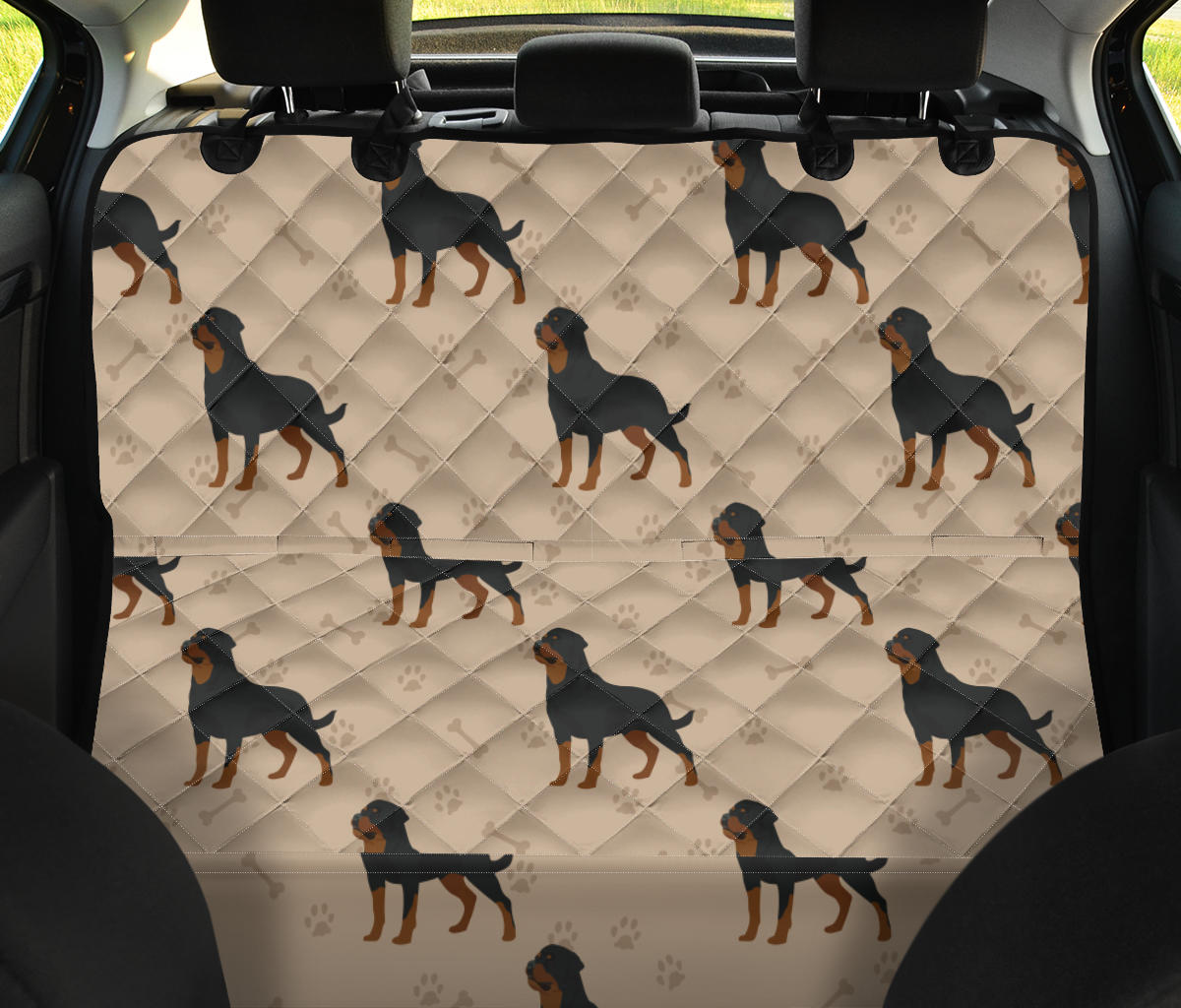 Rottweiler Pattern Print Design A01 Rear Dog Car Seat Cover Hammock